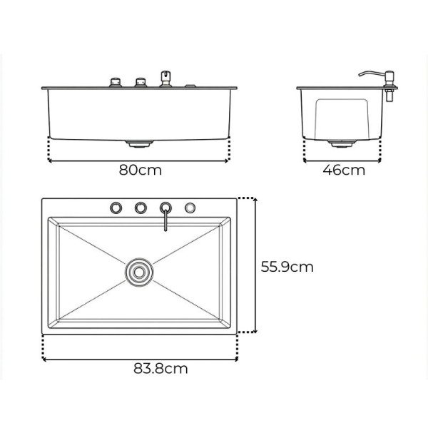 Fregadero BP de 1 Pozo Sobre Mesón Acero Negro DAKOTA