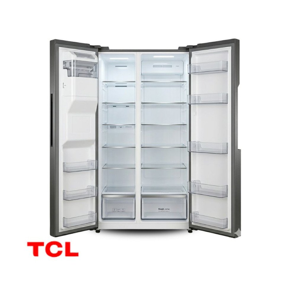 Refrigeradora TCL Side By Side 575 Lt Con Dispensador Agua & Hielo C575SBIMN