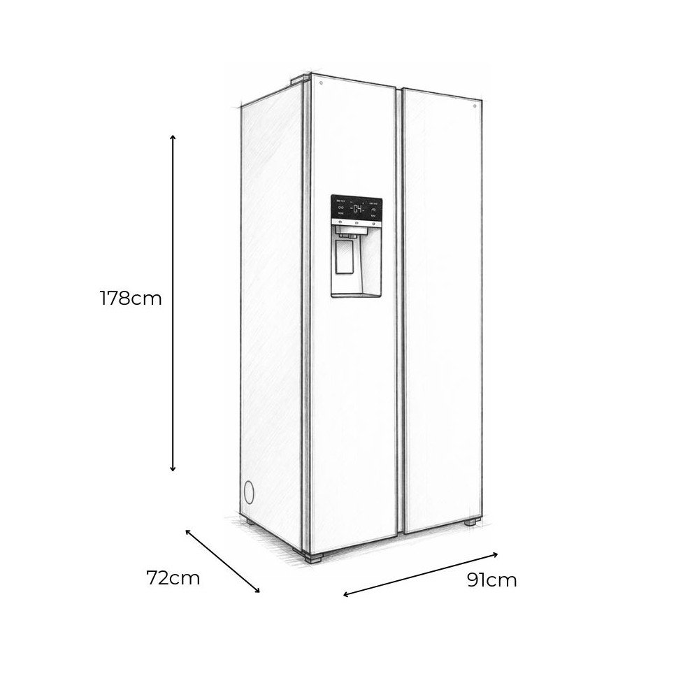 Refrigeradora TCL Side By Side 575 Lt Con Dispensador Agua & Hielo C575SBIMN