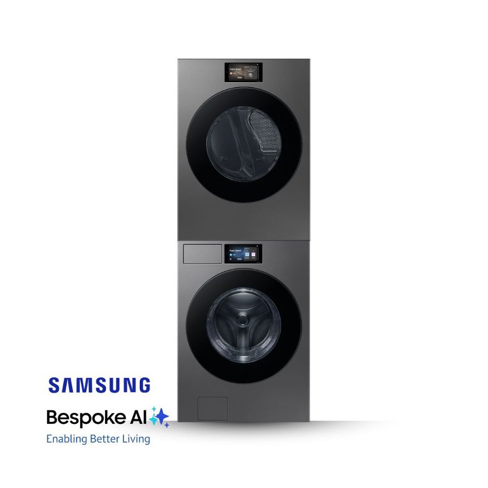 Combo Samsung Bespoke Lavadora 26kg Secadora 24kg  Acero Negro WF90F26ADSAP/DV90F24UESAP