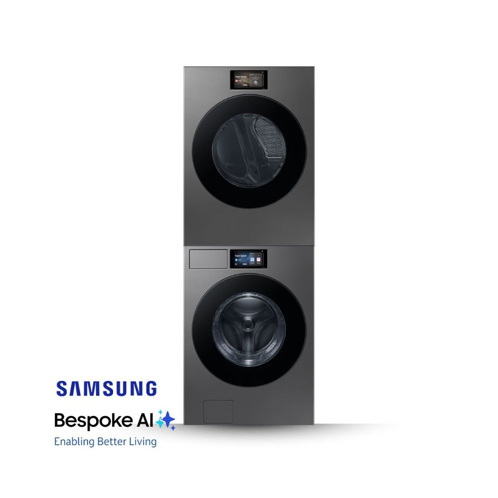 Combo Samsung Bespoke Lavadora 26kg Secadora 24kg  Acero Negro WF90F26ADSAP/DV90F24UESAP