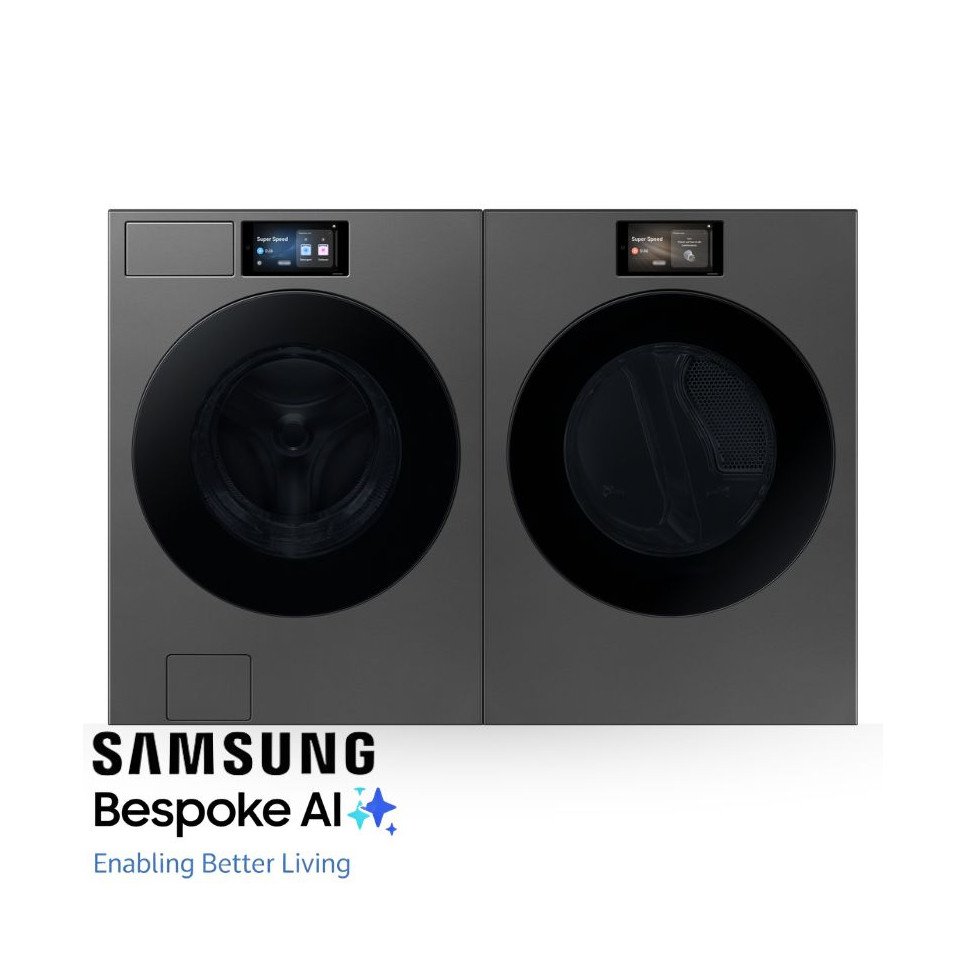 Combo Samsung Bespoke Lavadora 26kg Secadora 24kg  Acero Negro WF90F26ADSAP/DV90F24UESAP