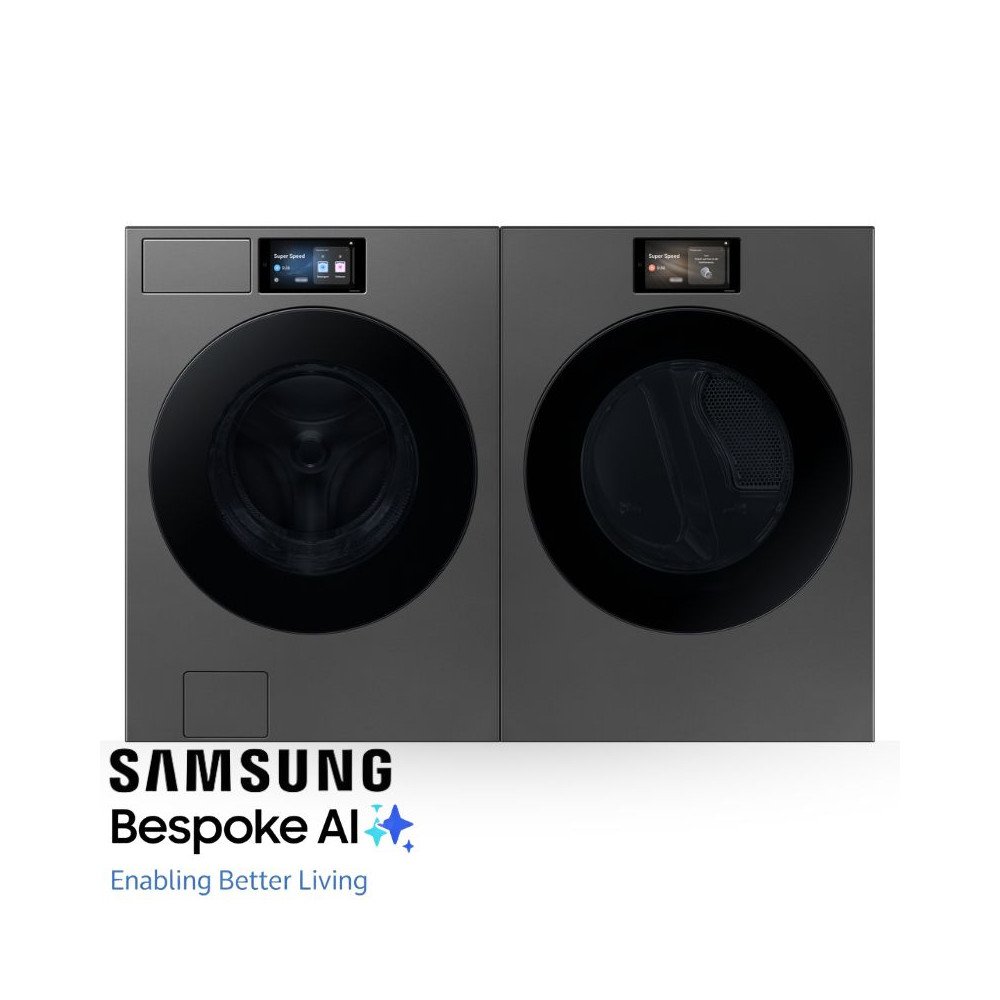 Combo Samsung Bespoke Lavadora 26kg Secadora 24kg  Acero Negro WF90F26ADSAP/DV90F24UESAP
