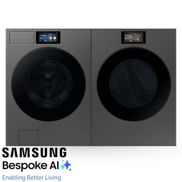 Combo Samsung Bespoke Lavadora 26kg Secadora 24kg  Acero Negro WF90F26ADSAP/DV90F24UESAP