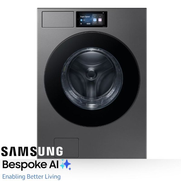 Lavadora Samsung Bespoke AI Wash+ 26kg  Acero Negro WF90F26ADSAP