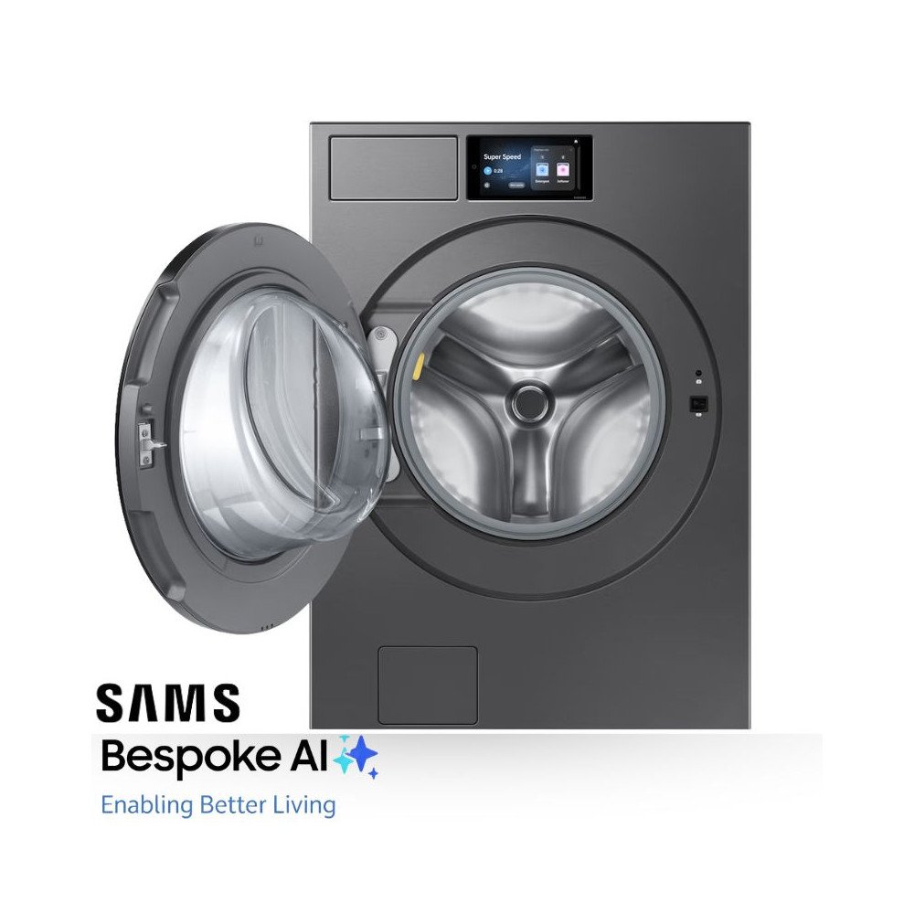 Lavadora Samsung Bespoke AI Wash+ 26kg  Acero Negro WF90F26ADSAP