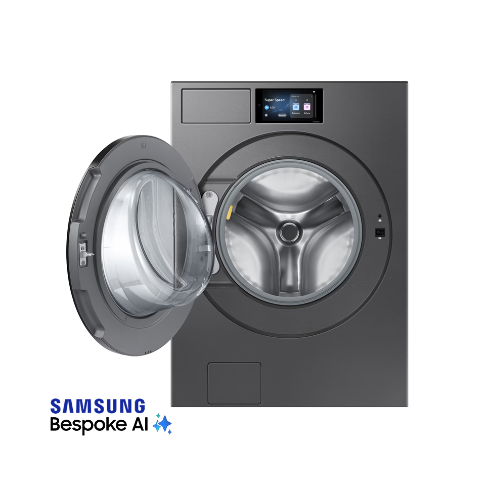 Combo Samsung Bespoke Lavadora + Secadora Eléctrica 26kg Acero Negro