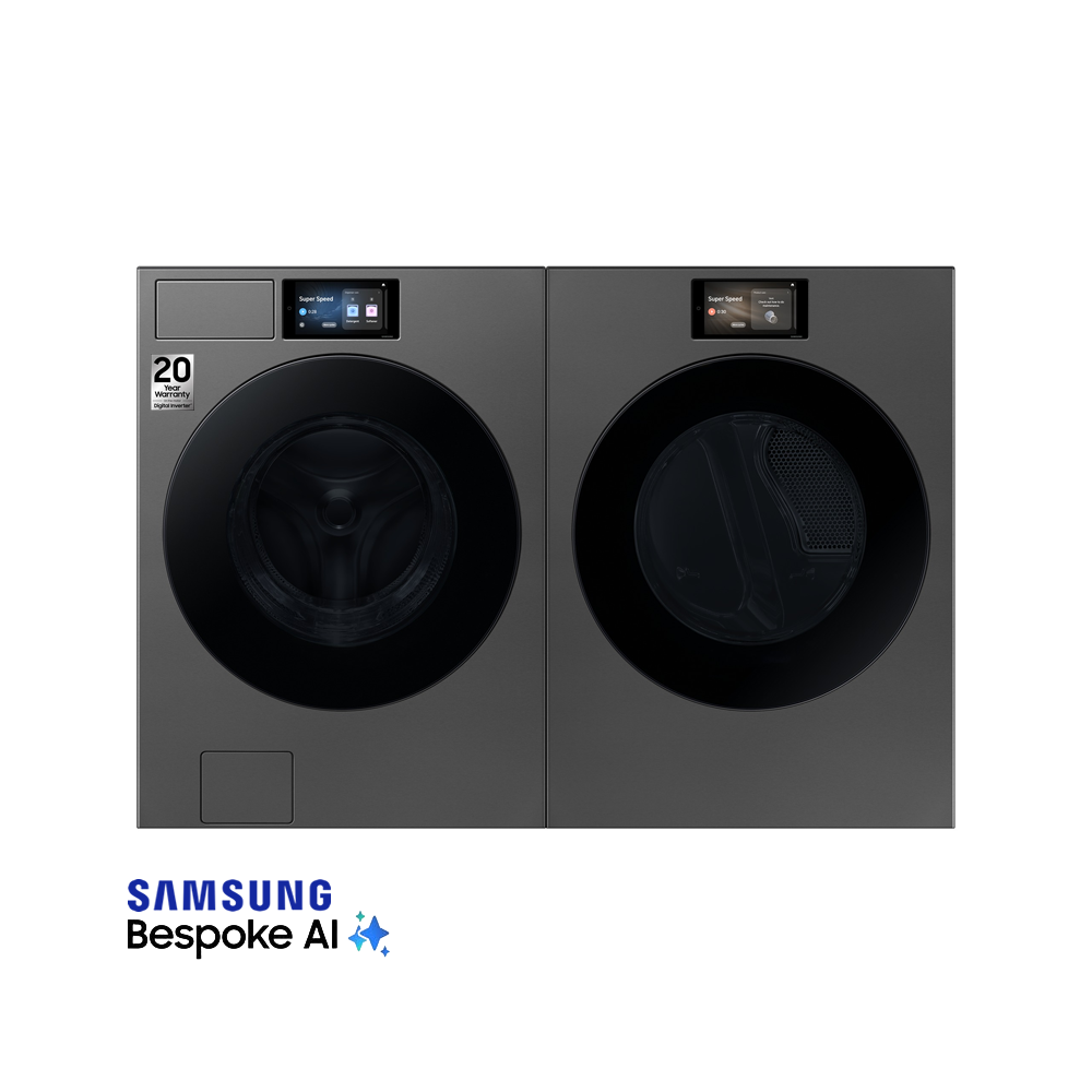 Combo Samsung Bespoke Lavadora + Secadora Eléctrica 26kg Acero Negro