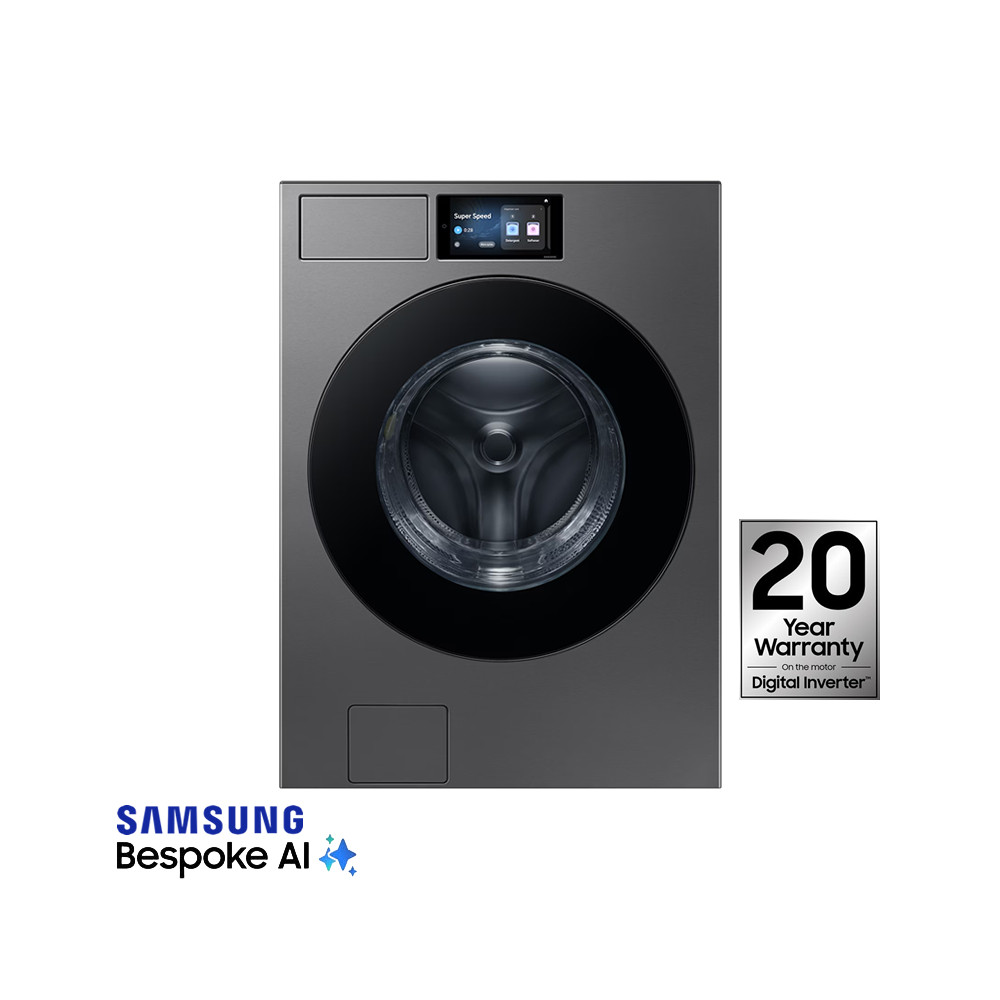 Combo Samsung Bespoke Lavadora + Secadora Eléctrica 26kg Acero Negro