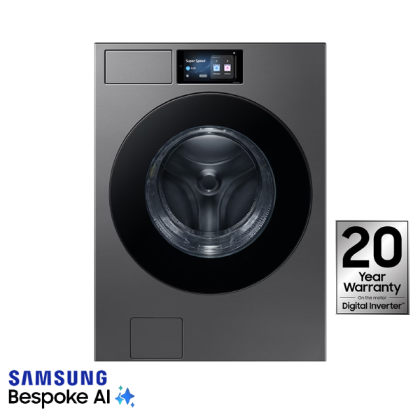 Combo Samsung Bespoke Lavadora + Secadora Eléctrica 26kg Acero Negro